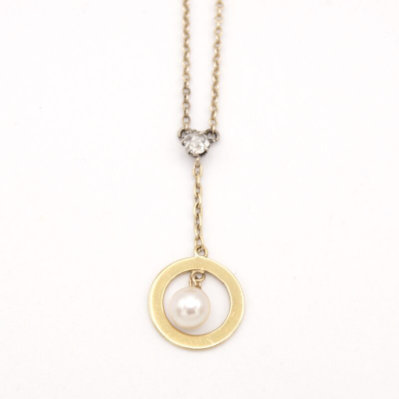 Diamond & Pearl Drop Necklace