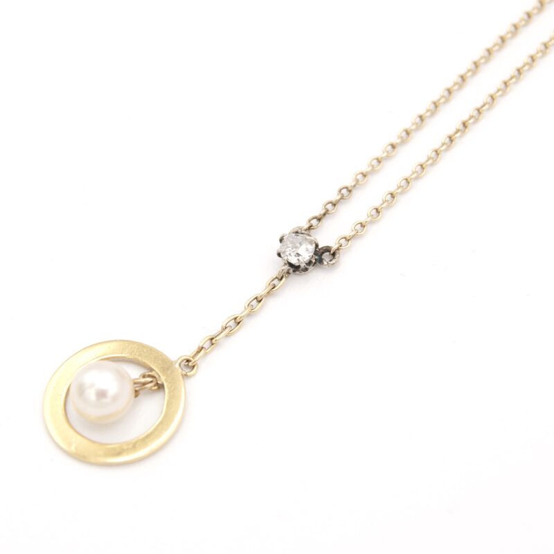 Diamond & Pearl Drop Necklace
