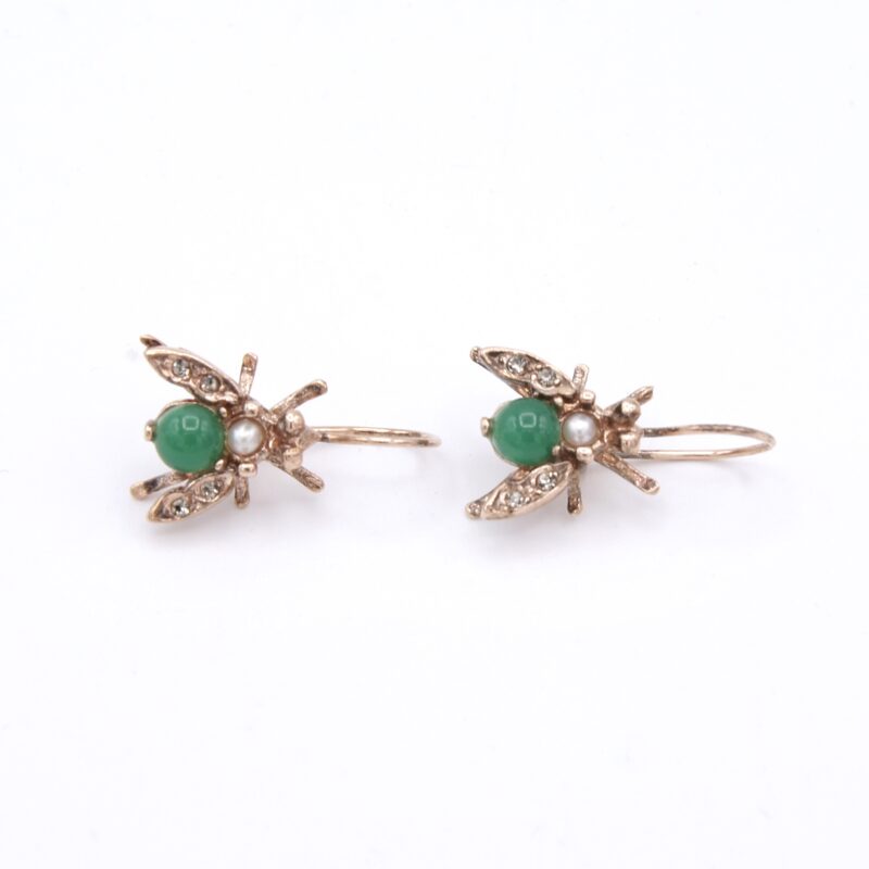 Chrysoprase Insect Earrings