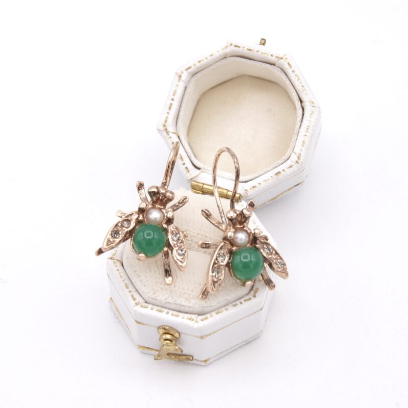 Chrysoprase Insect Earrings