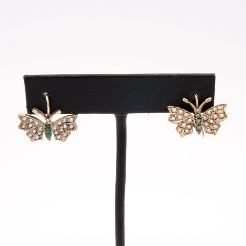 Pearl & Turquoise Moth Earrings