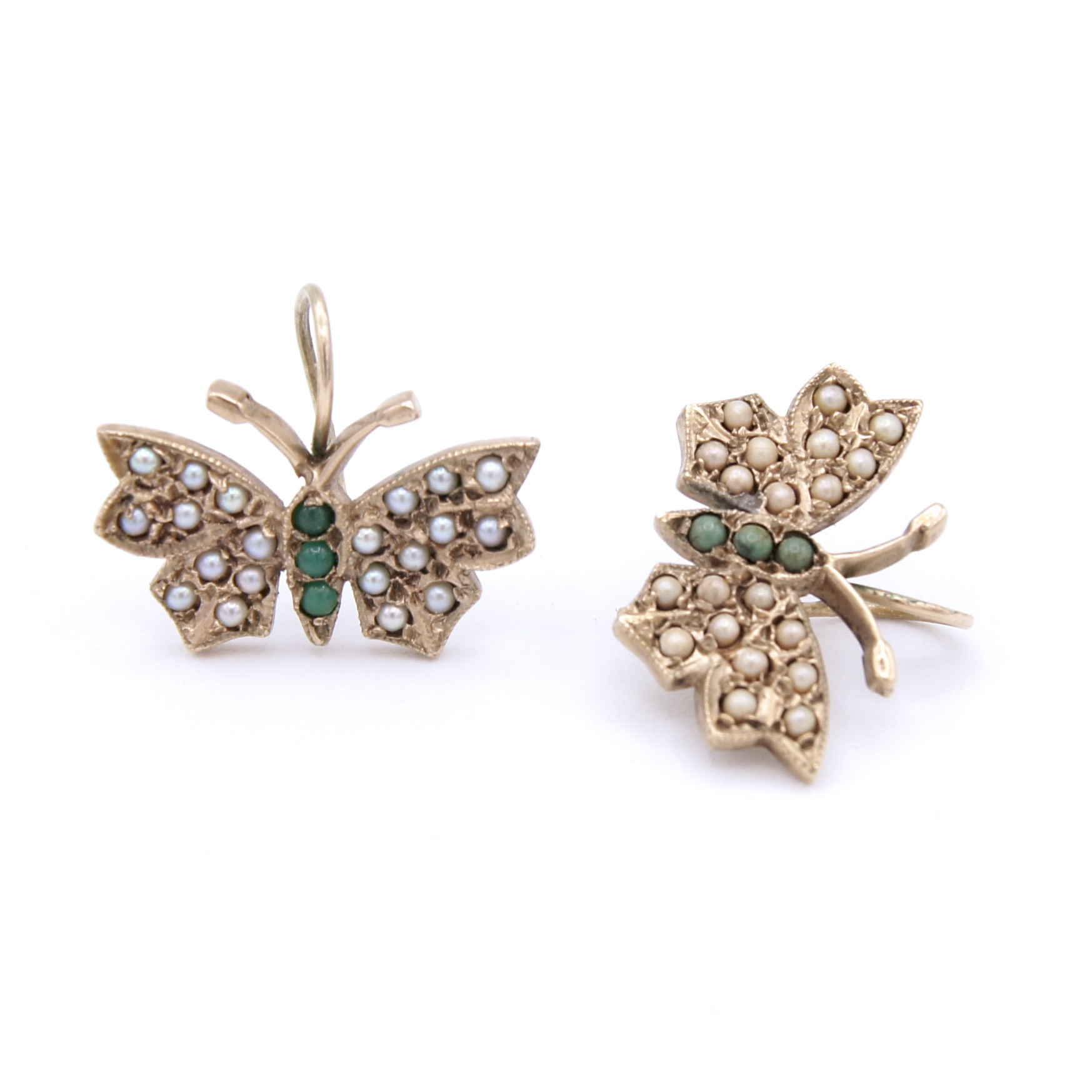 Pearl & Turquoise Moth Earrings