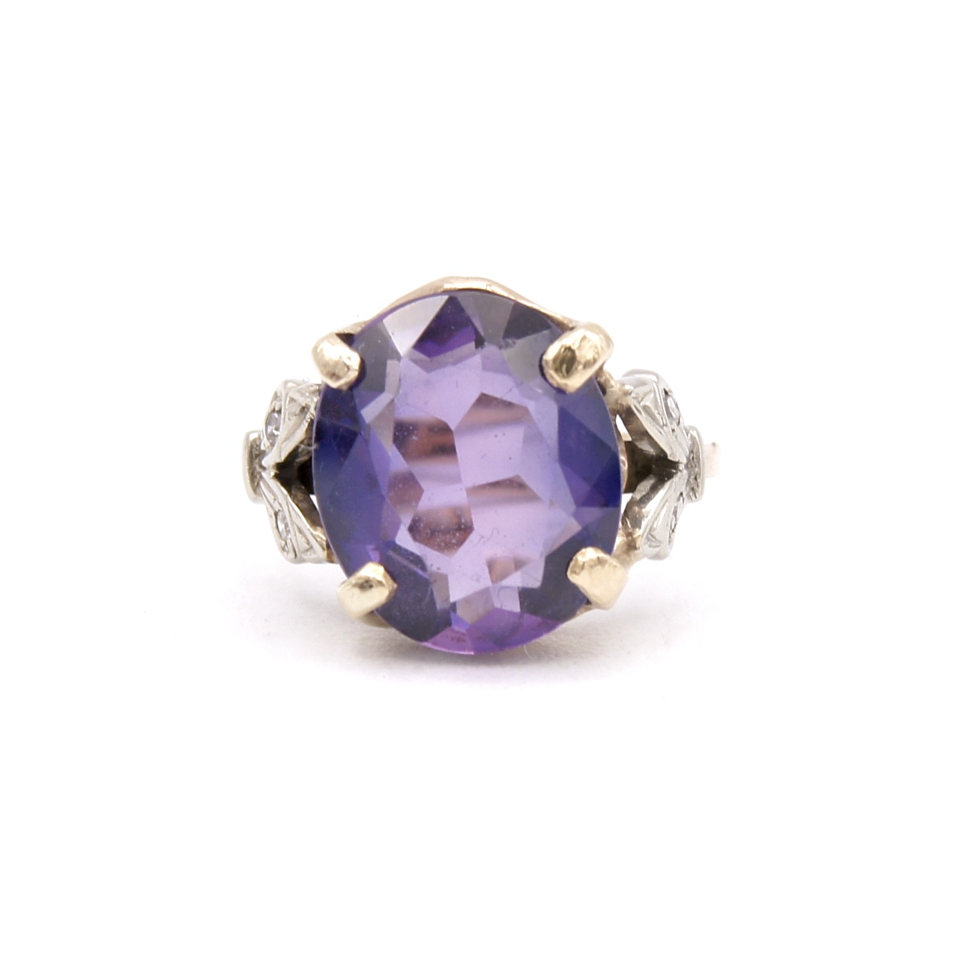 14kt Gold, Amethyst & Diamond Ring