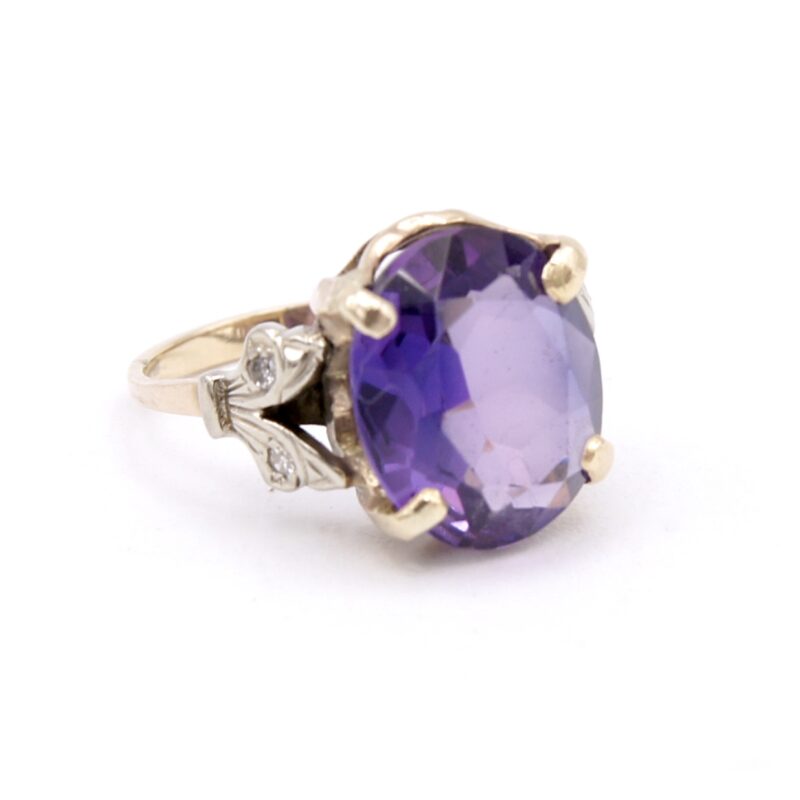 14kt Gold, Amethyst & Diamond Ring