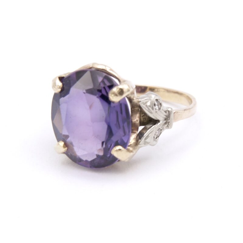 14kt Gold, Amethyst & Diamond Ring