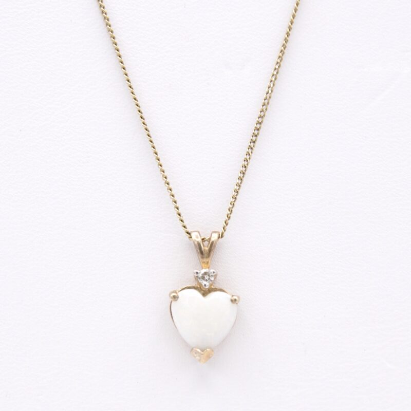 10kt Gold & Opal Heart Necklace