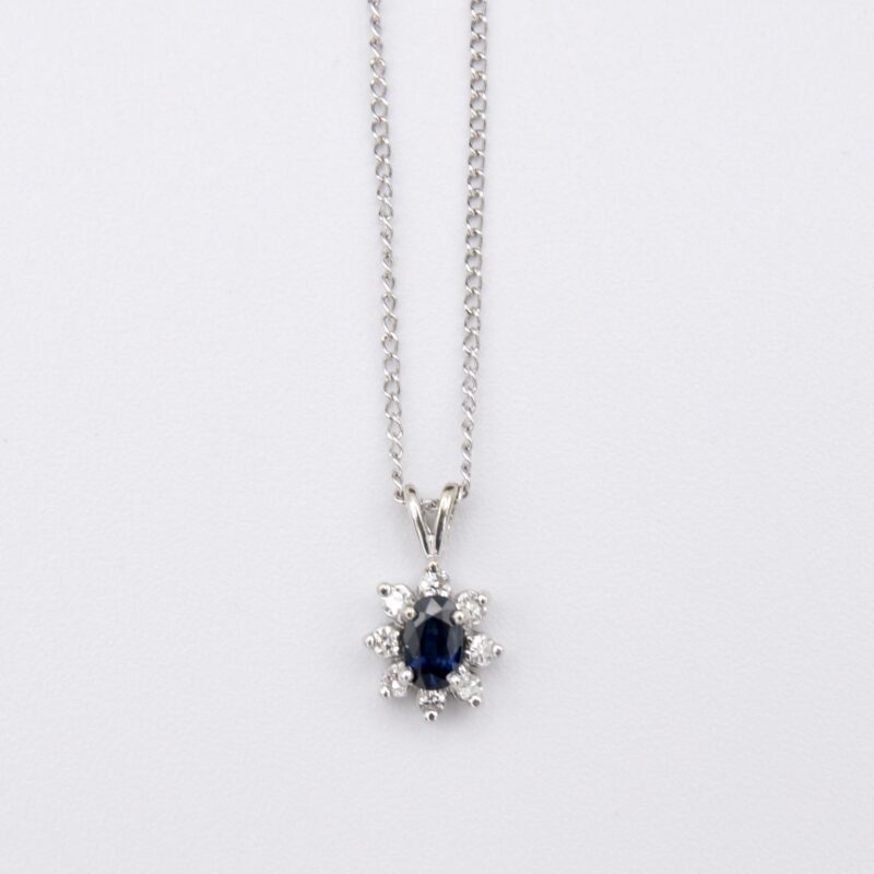 White Gold, Sapphire & Diamond Necklace