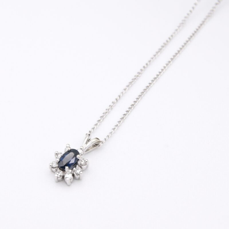 White Gold, Sapphire & Diamond Necklace