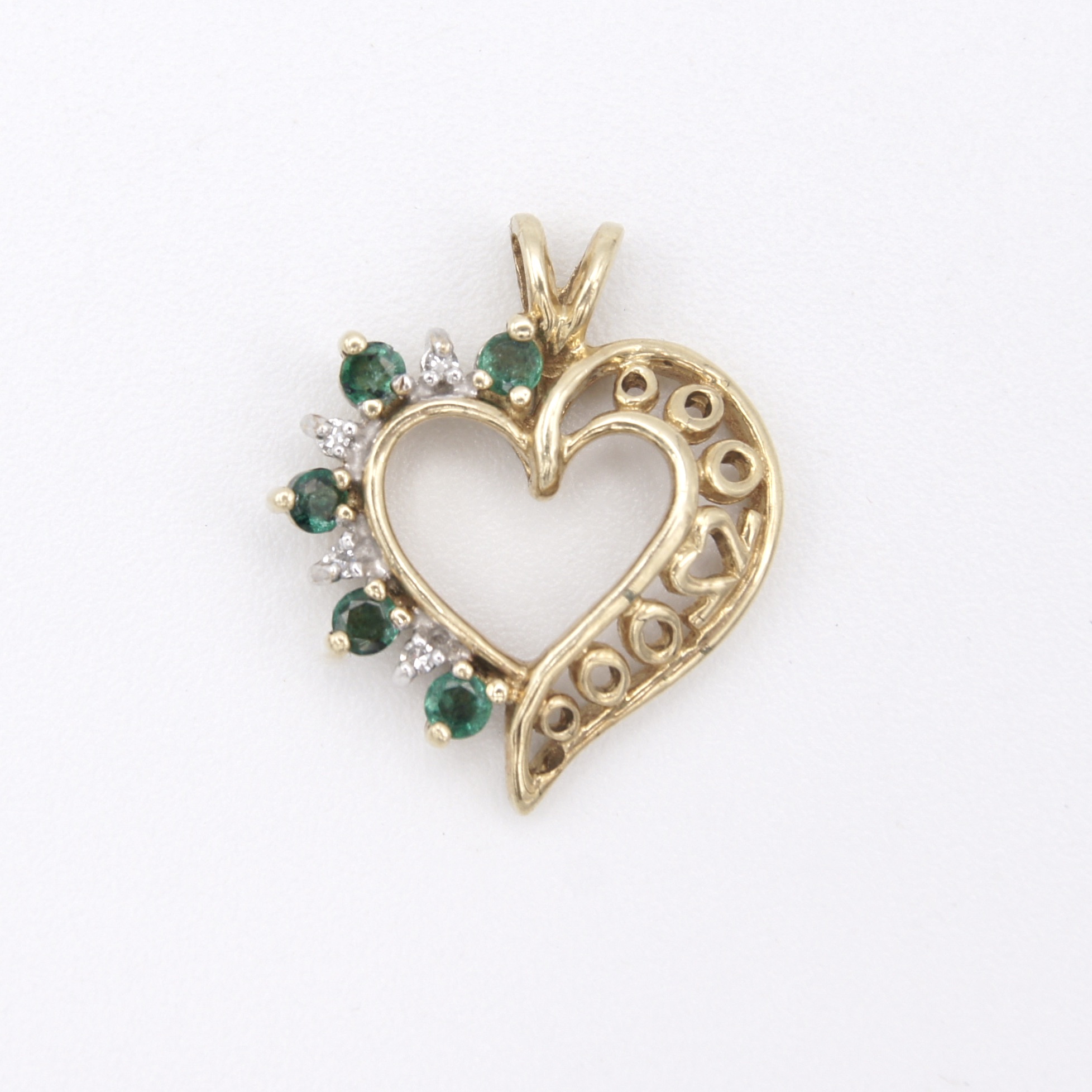 Emerald & Diamond Heart Pendant