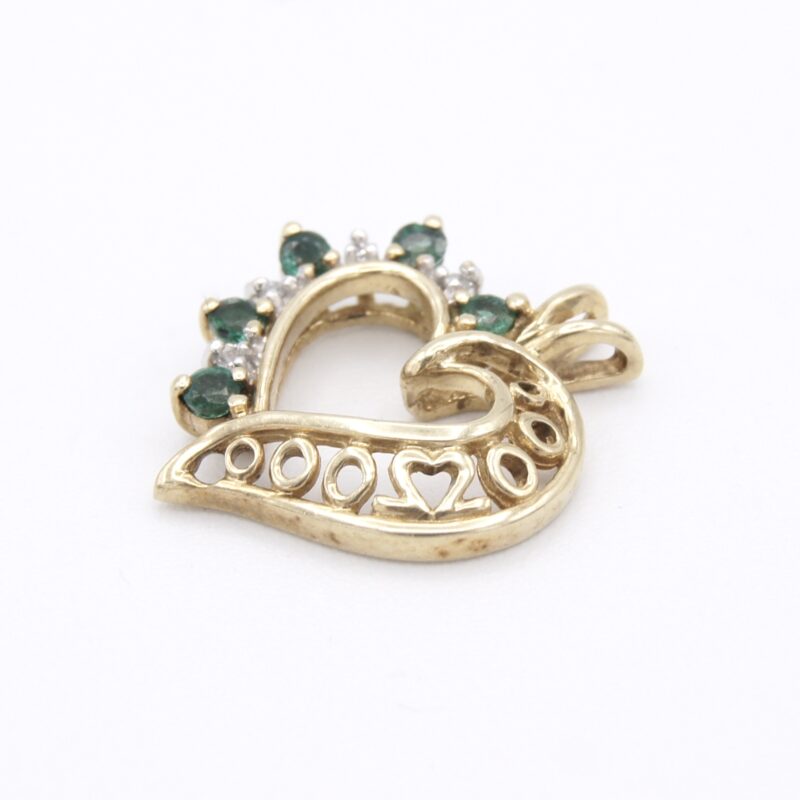 Emerald & Diamond Heart Pendant