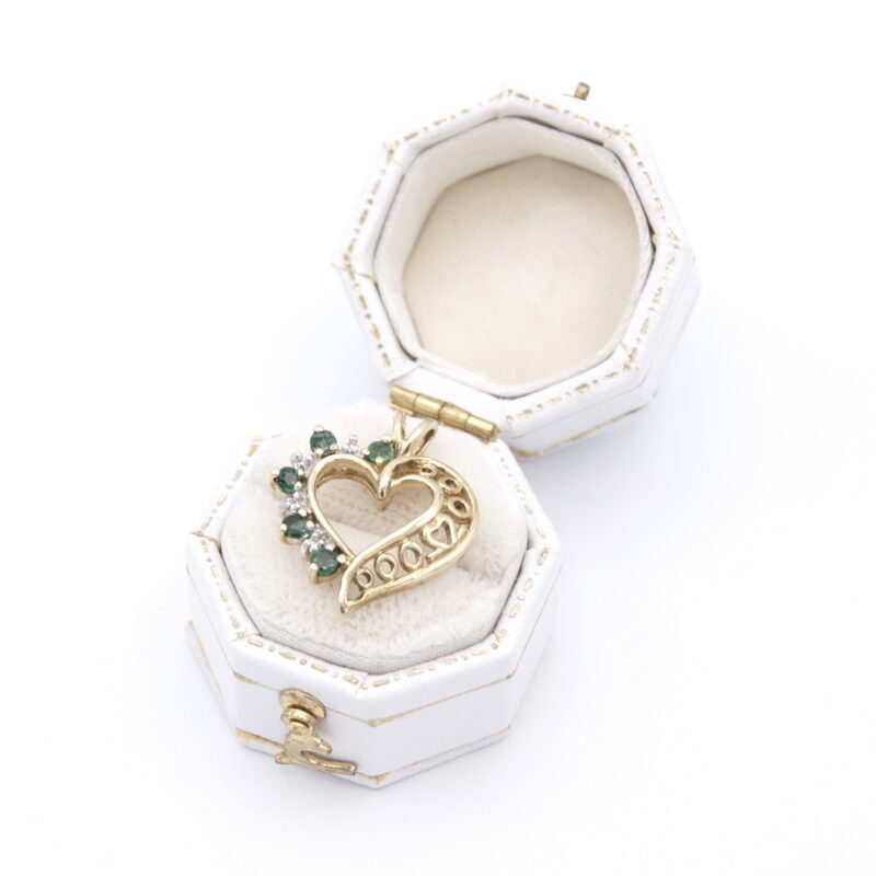 Emerald & Diamond Heart Pendant