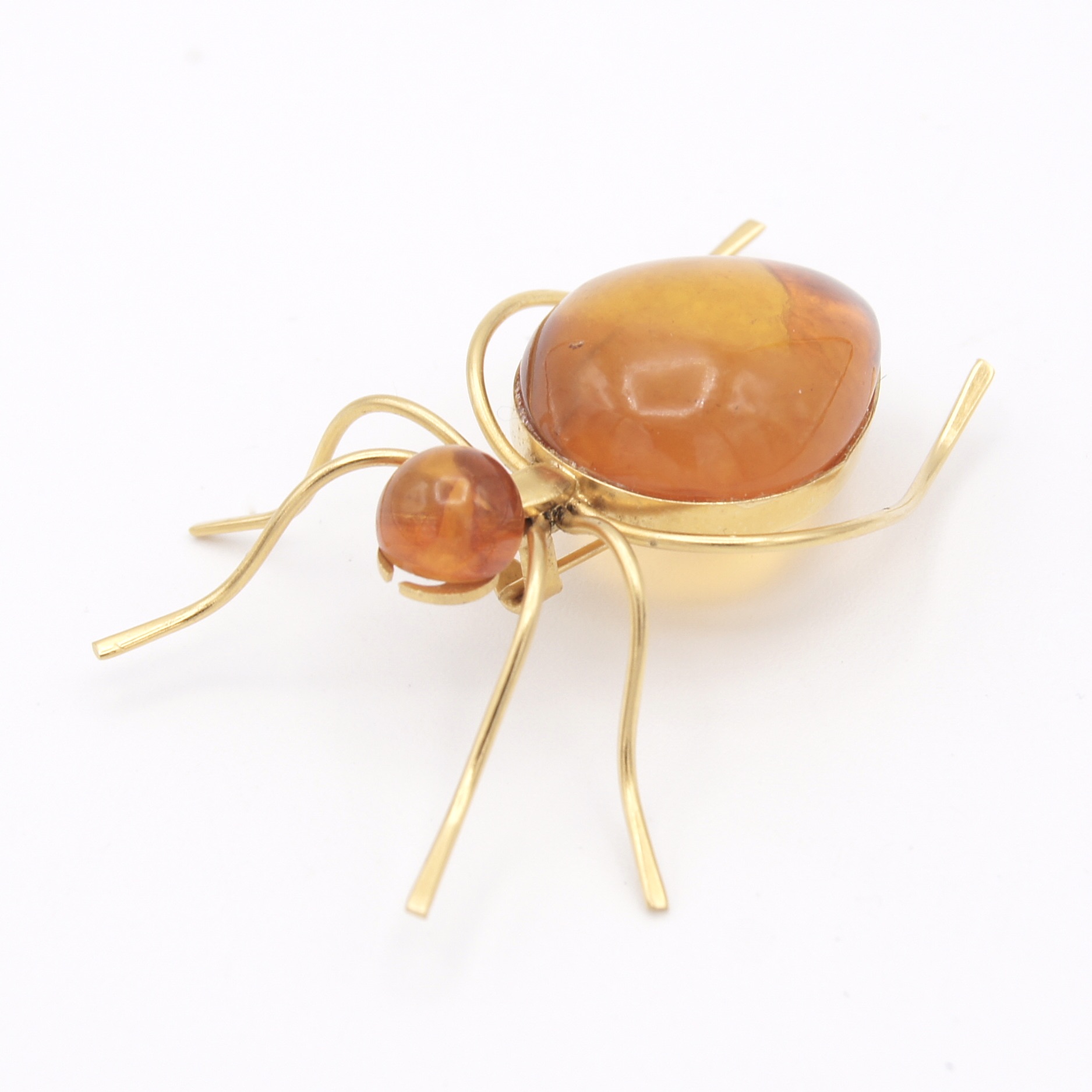 Gilt Amber Insect Brooch