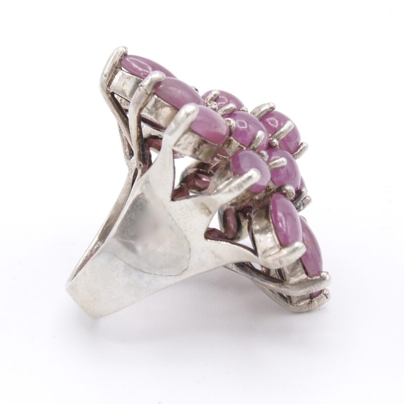 Silver & Ruby Flower Ring