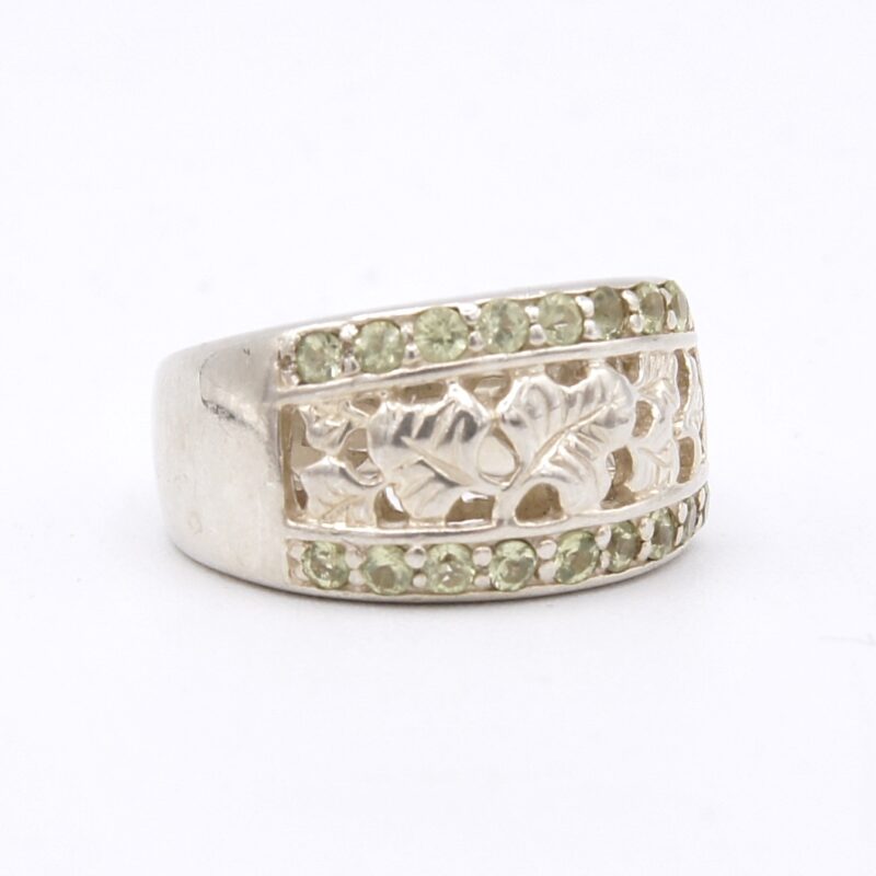 Silver & Peridot Botanical Ring