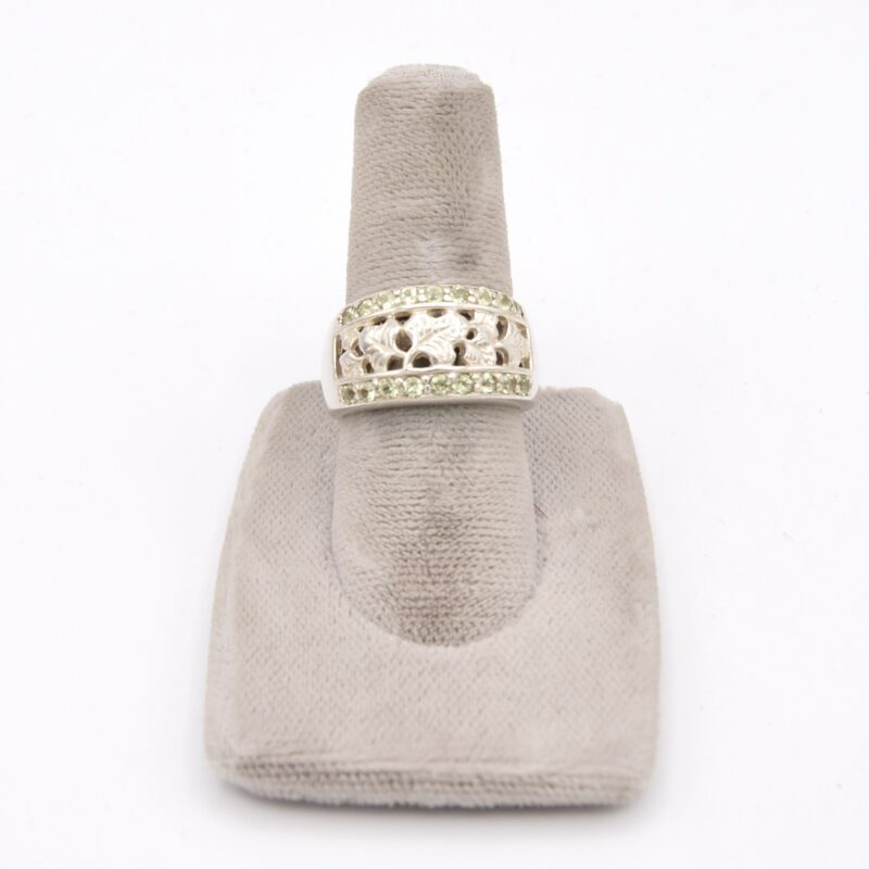 Silver & Peridot Botanical Ring