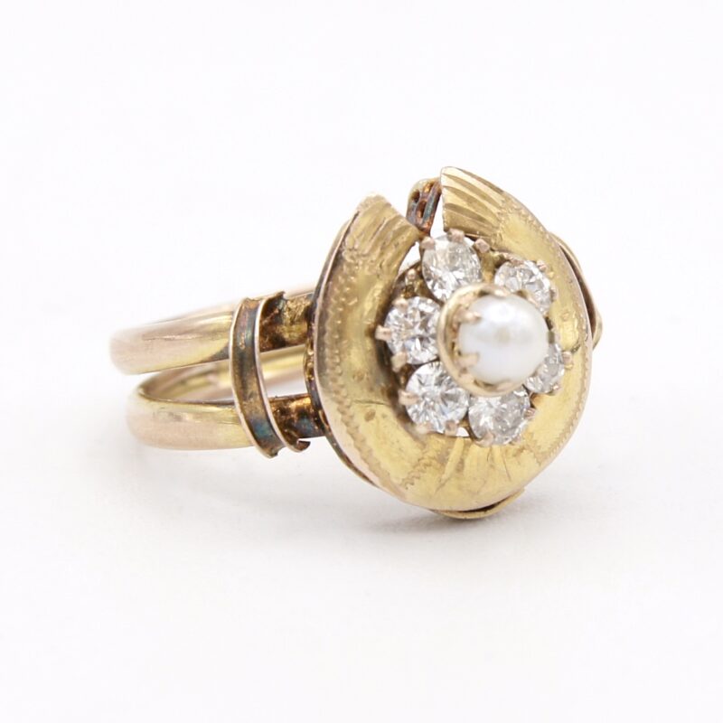12kt Gold & Diamond Horseshoe Ring