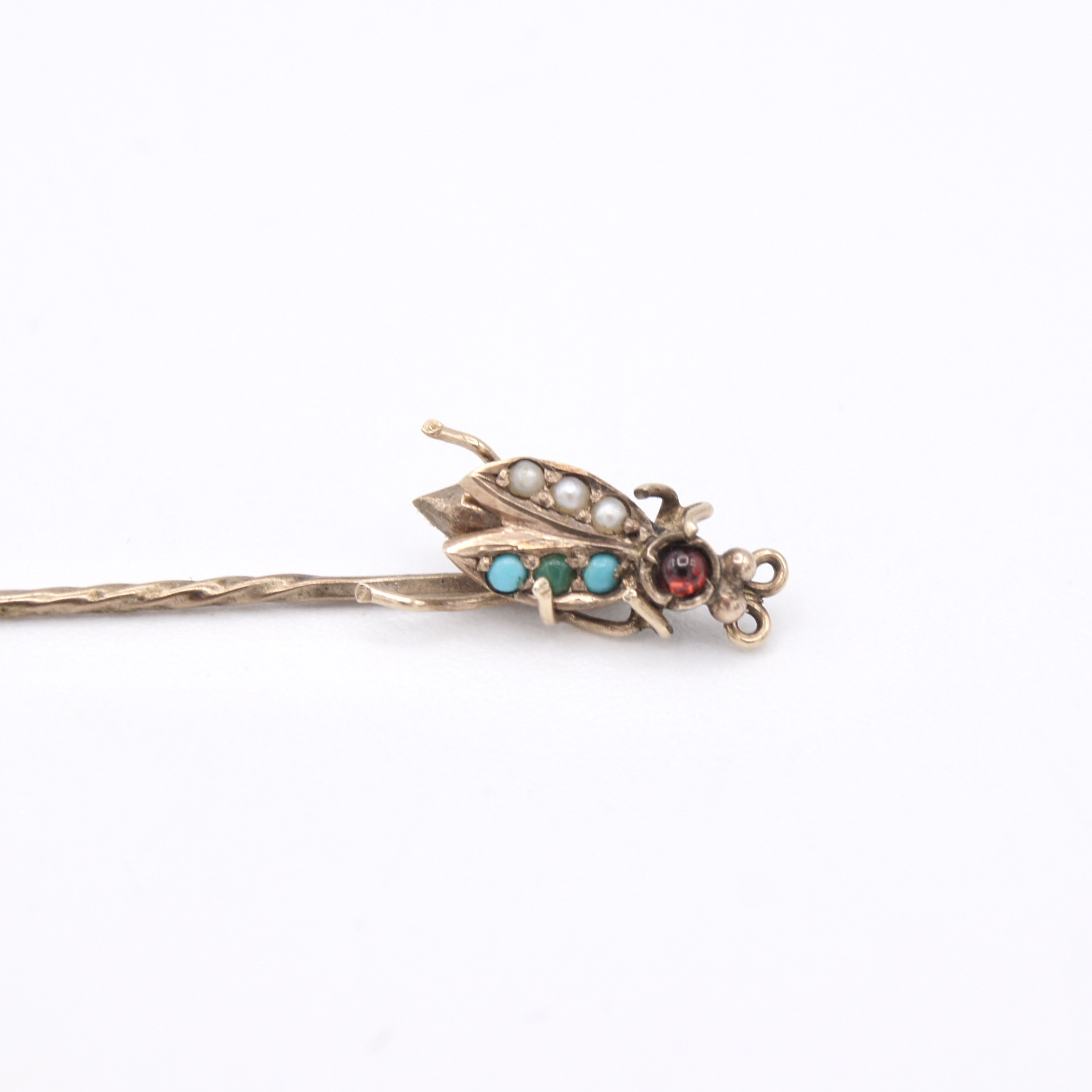 Turquoise, Pearl & Garnet Insect Brooch