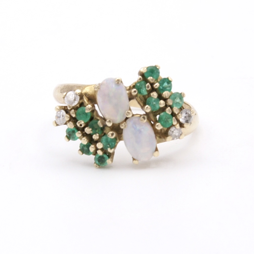 14kt Gold, Opal & Emerald Ring